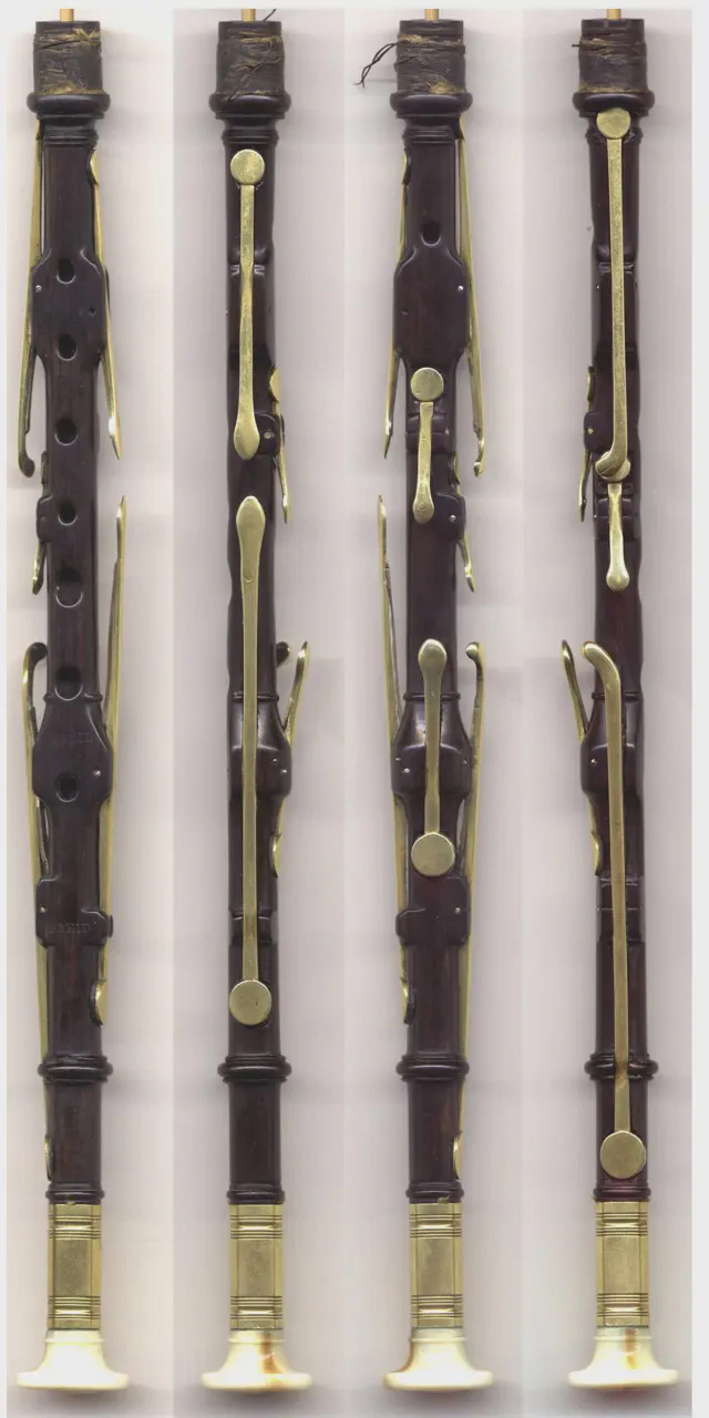 A 7-keyed chanter by Robert Reid. This is a composite image showing all sides of a classic seven-keyed chanter made by Robert Reid, probably about 1820. A 7-keyed chanter by Robert Reid. This is a composite image showing all sides of a classic seven-keyed chanter made by Robert Reid, probably about 1820.