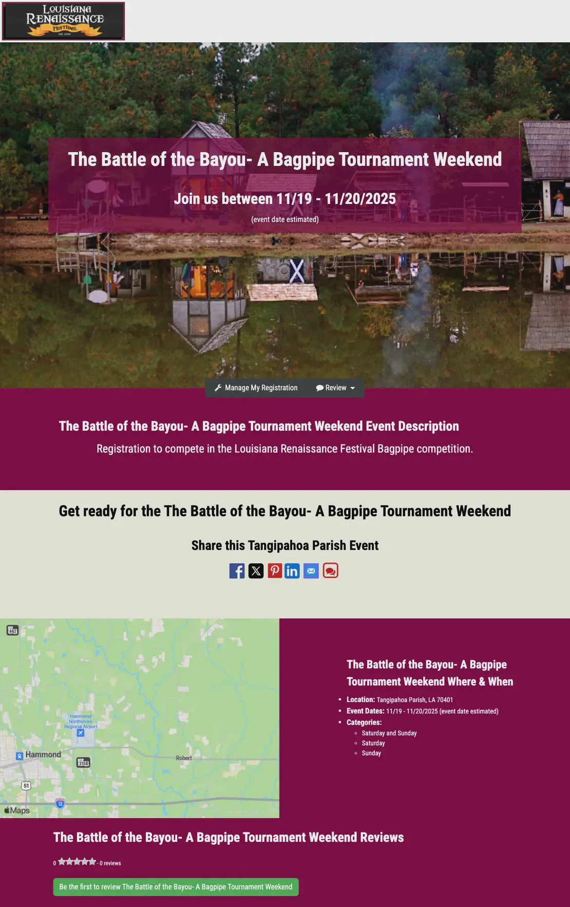 The Battle of the Bayou: A Bagpipe Tournament Weekend