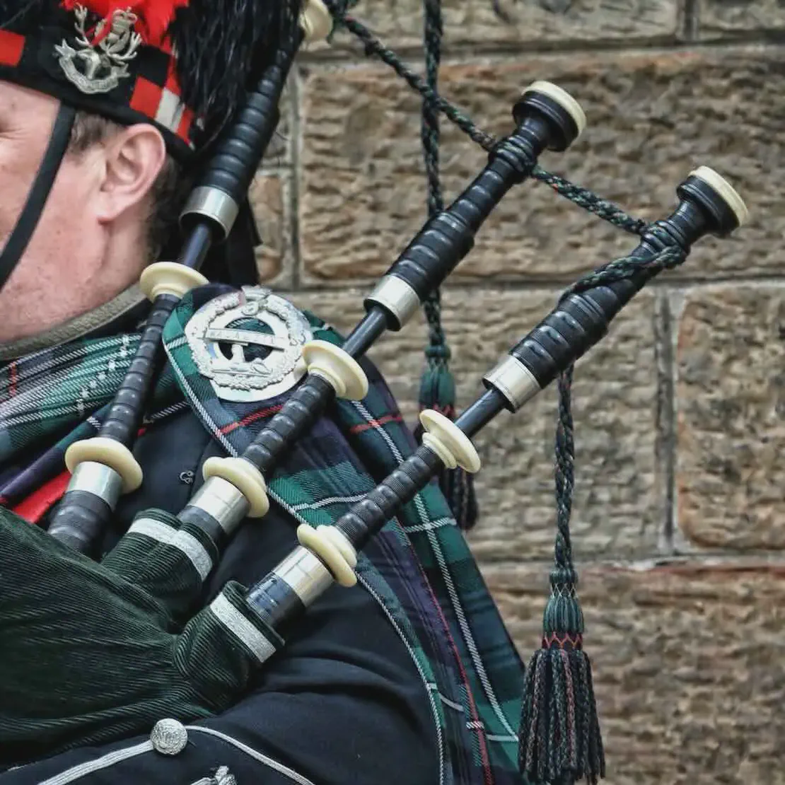 Festive dog sings along to bagpipes at New Years