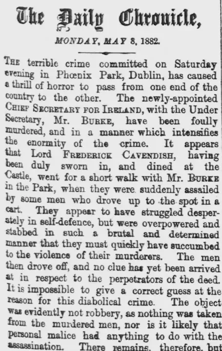Phoenix Park murders, The assassination Lord Frederick Cavendish, and T.H. Burke