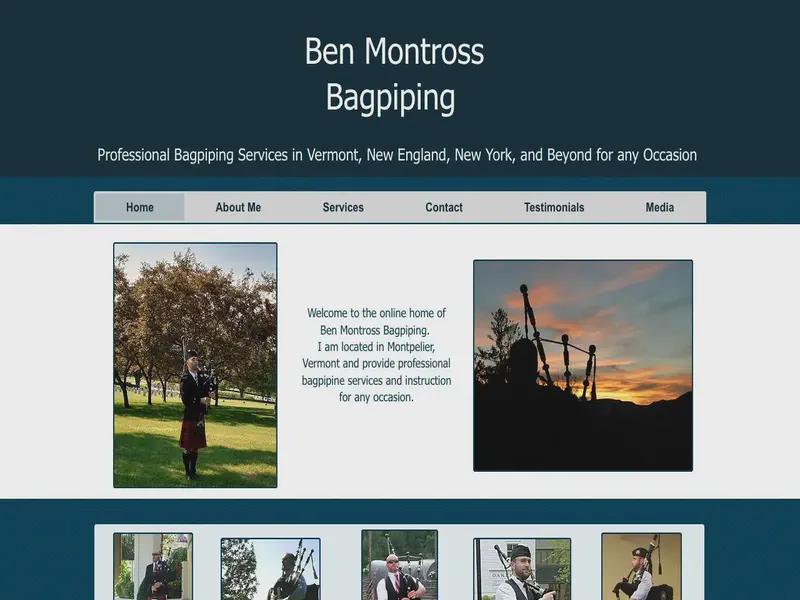 Website preview for bagpipingben.com